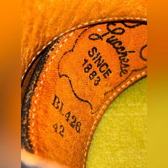 Lucchese Black Leather Belt with Gold Single Prong Buckle Retro Size 42 - Picture 6 of 8